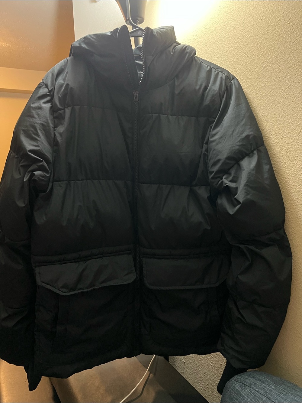 All in Motion Black Puffer Jacket Hooded Full Zip Water Wind Resistant - Picture 5 of 8